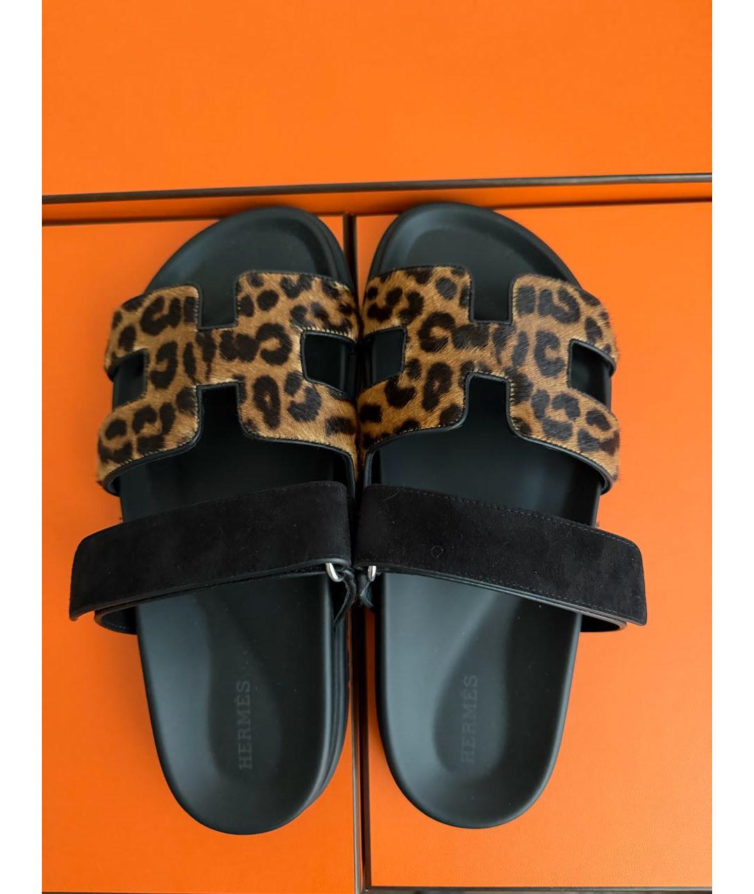 HERMES Коричневые замшевые шлепанцы, фото 3