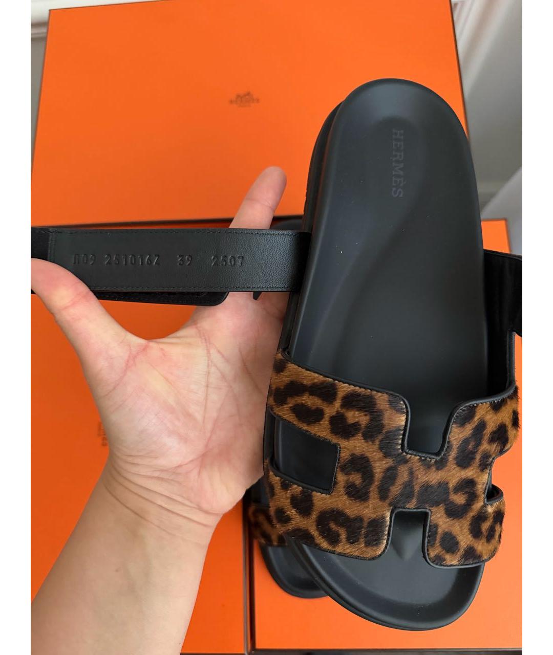 HERMES Коричневые замшевые шлепанцы, фото 6