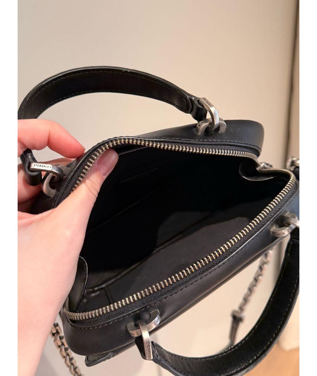 PINKO Черная кожаная сумка через плечо, фото 4