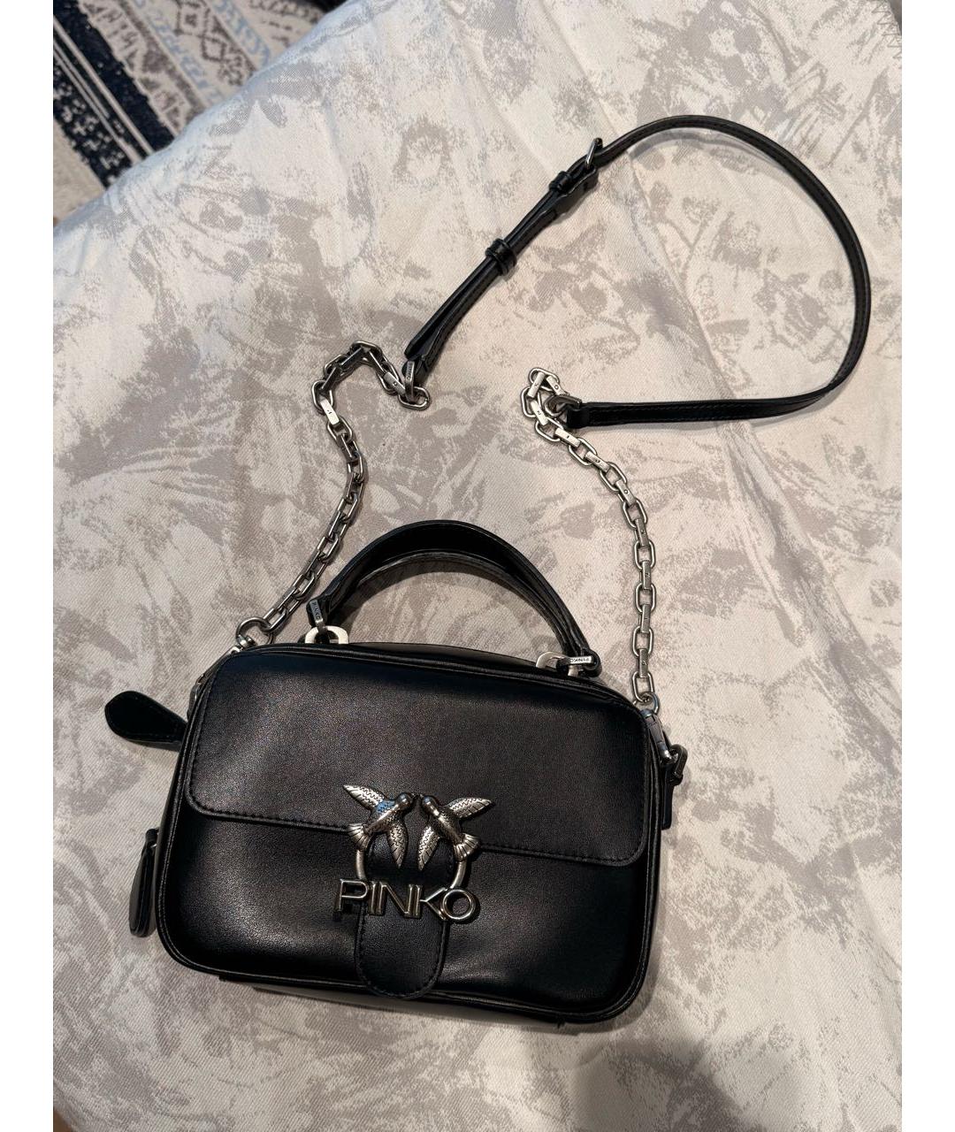 PINKO Черная кожаная сумка через плечо, фото 8