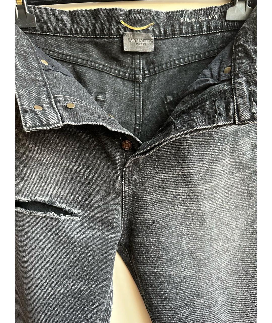 SAINT LAURENT Черные хлопковые джинсы слим, фото 3