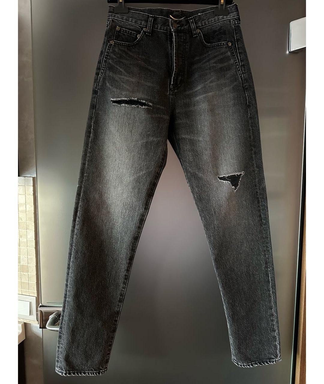 SAINT LAURENT Черные хлопковые джинсы слим, фото 9