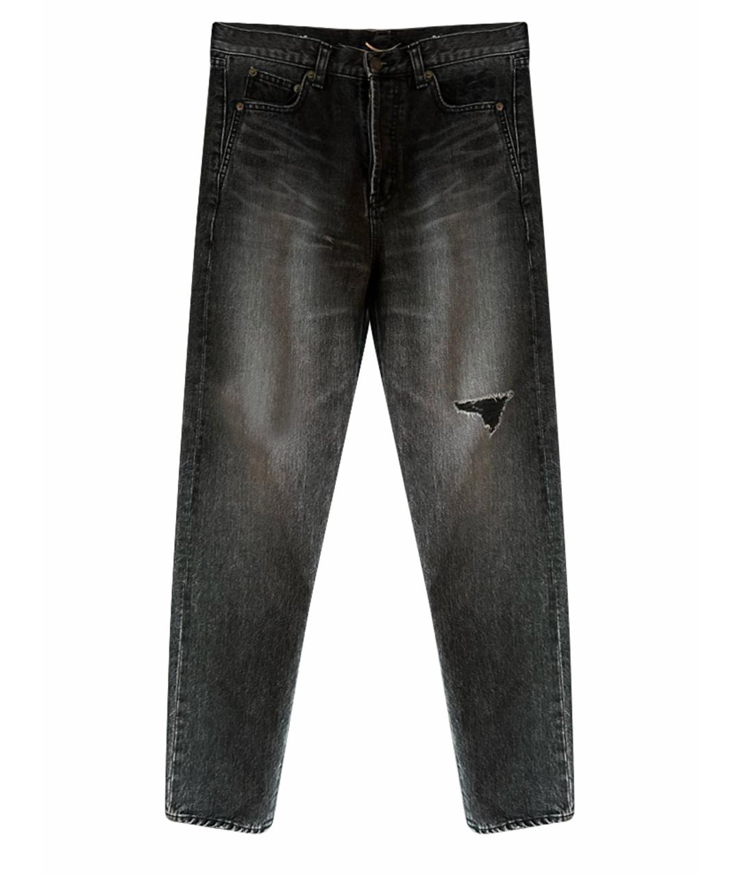 SAINT LAURENT Черные хлопковые джинсы слим, фото 1