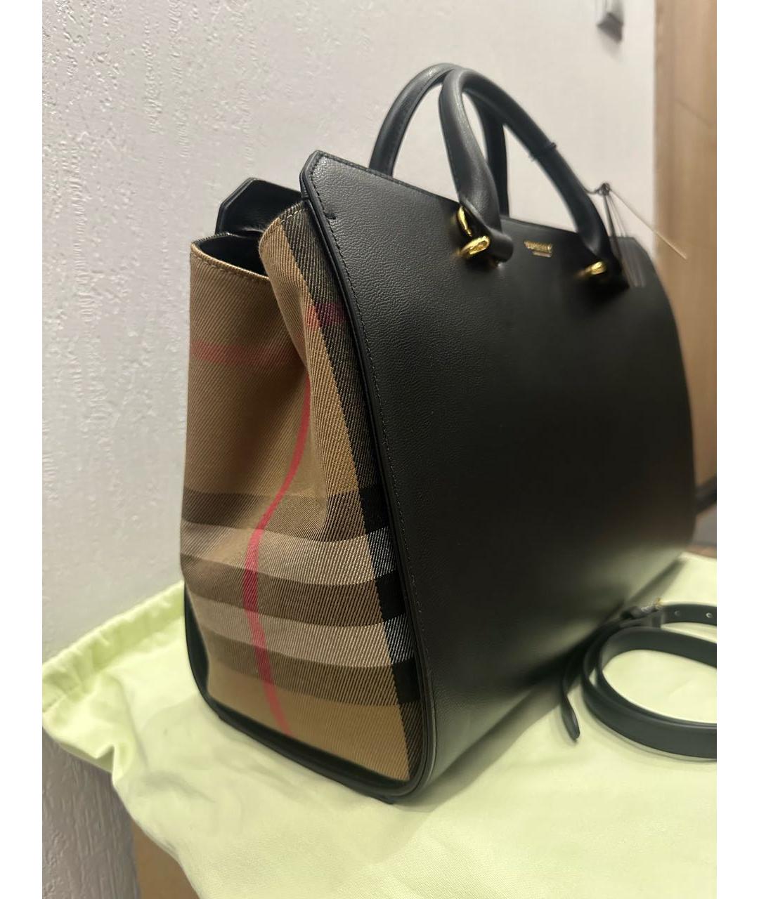 BURBERRY Черная кожаная сумка с короткими ручками, фото 2