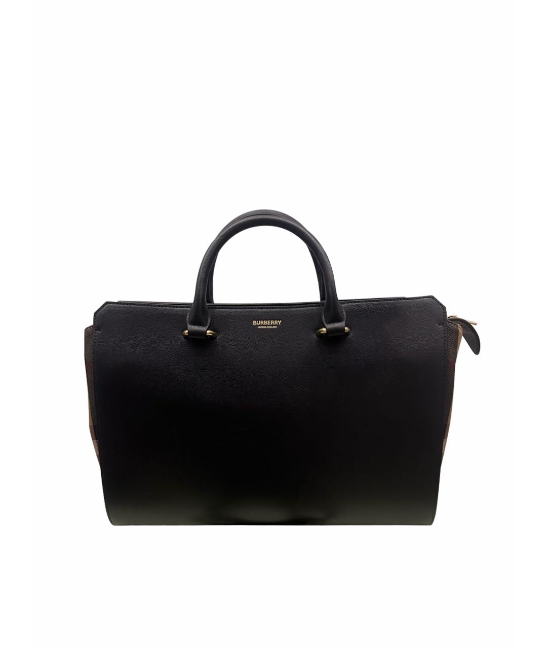 BURBERRY Черная кожаная сумка с короткими ручками, фото 1