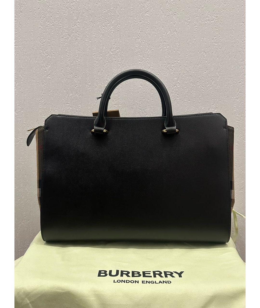 BURBERRY Черная кожаная сумка с короткими ручками, фото 3