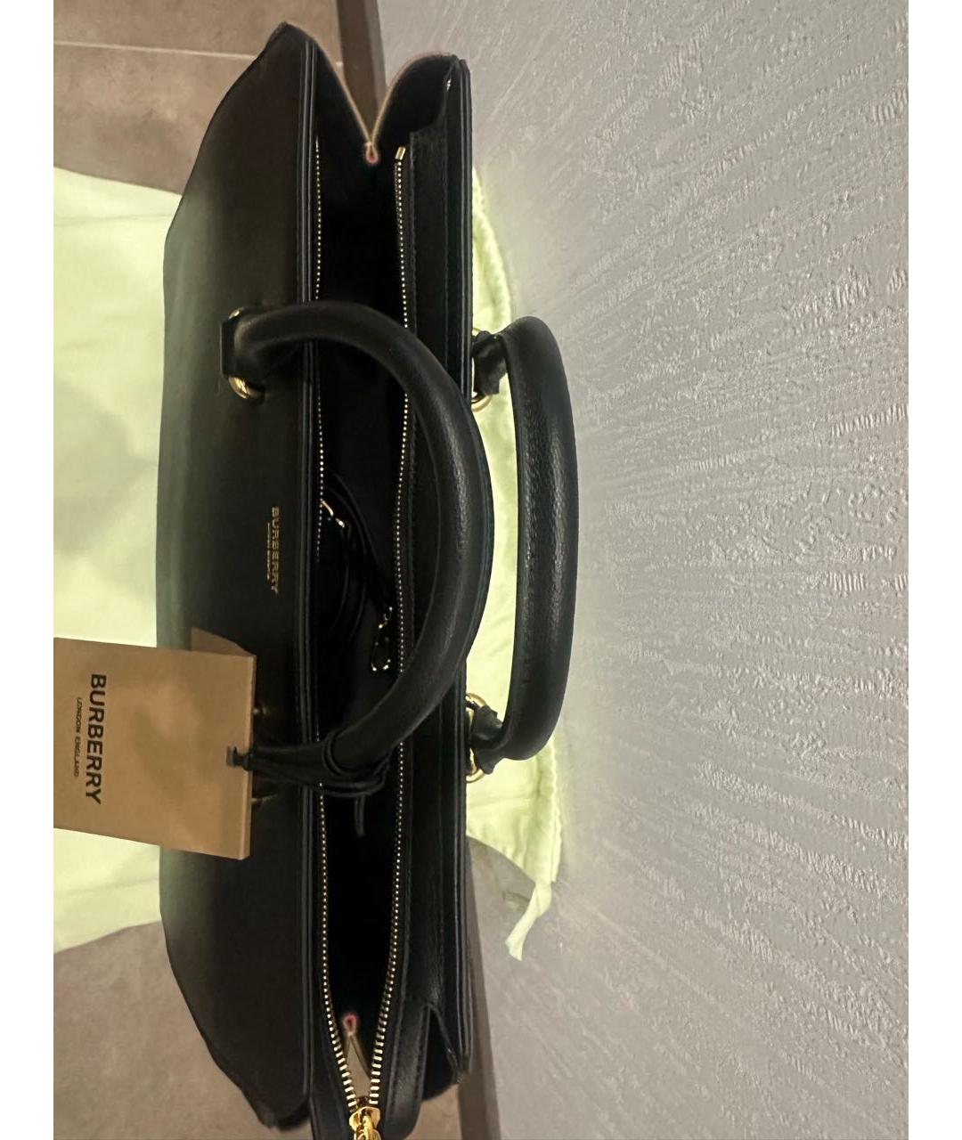 BURBERRY Черная кожаная сумка с короткими ручками, фото 4