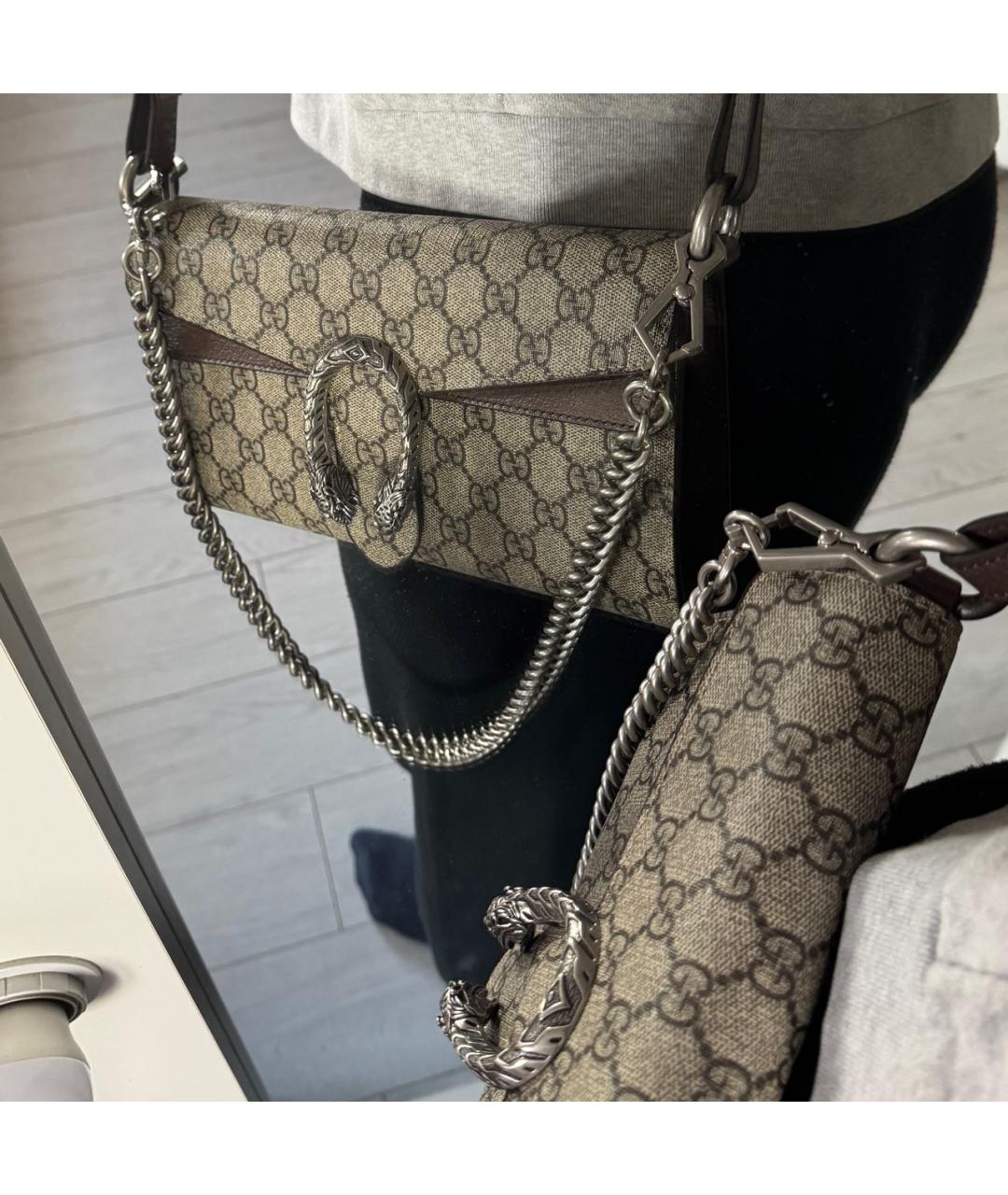 GUCCI Бежевая кожаная сумка через плечо, фото 6