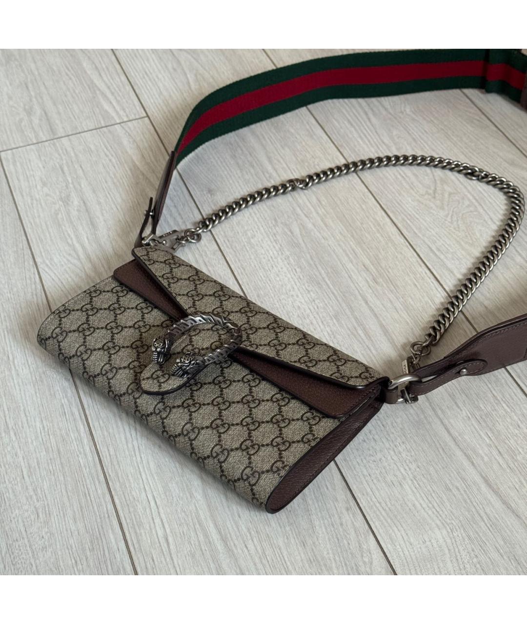 GUCCI Бежевая кожаная сумка через плечо, фото 5