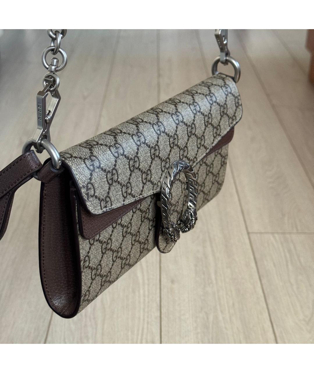 GUCCI Бежевая кожаная сумка через плечо, фото 3