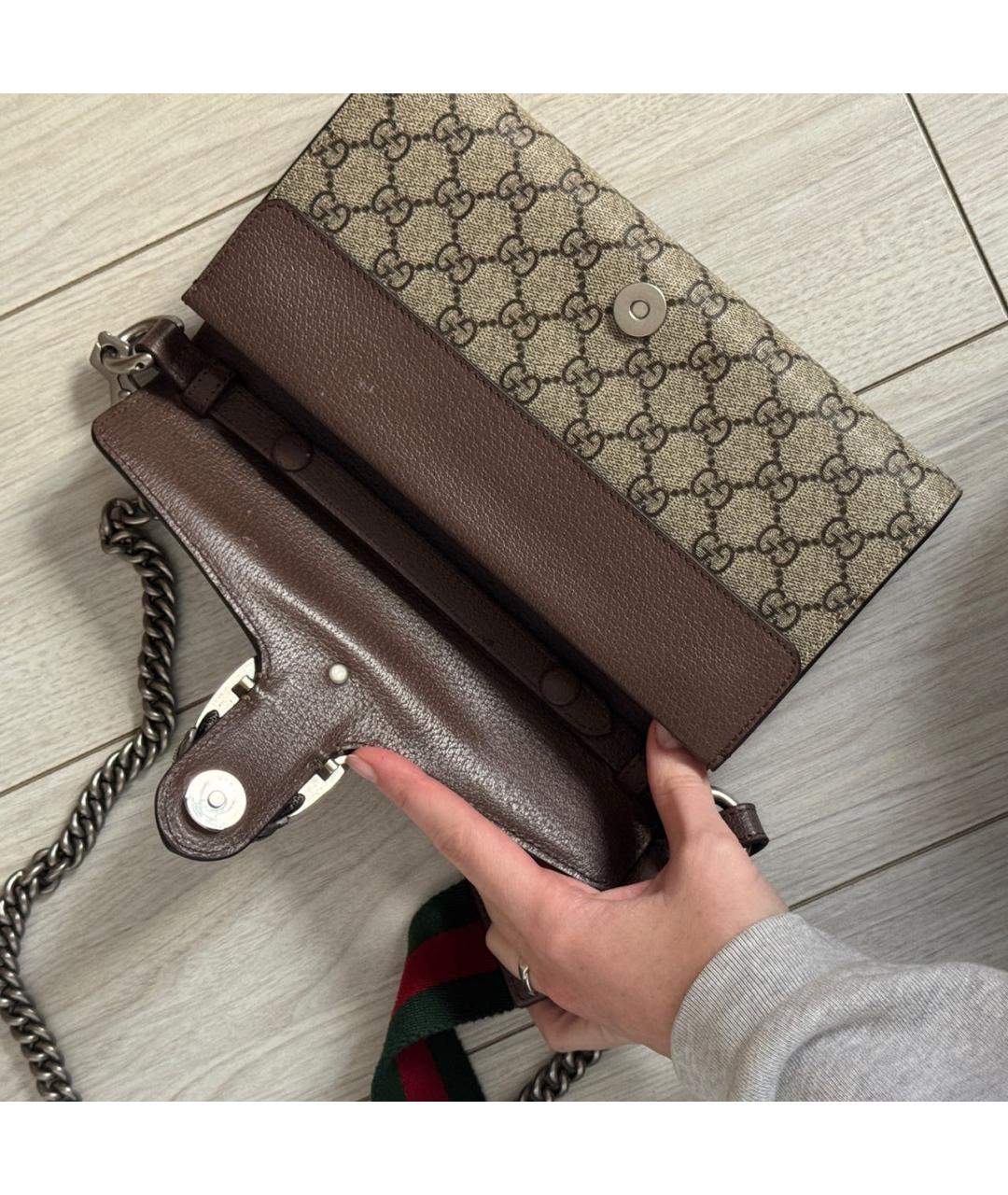 GUCCI Бежевая кожаная сумка через плечо, фото 4