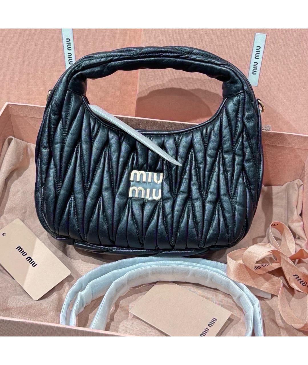 MIU MIU Черная кожаная сумка через плечо, фото 8