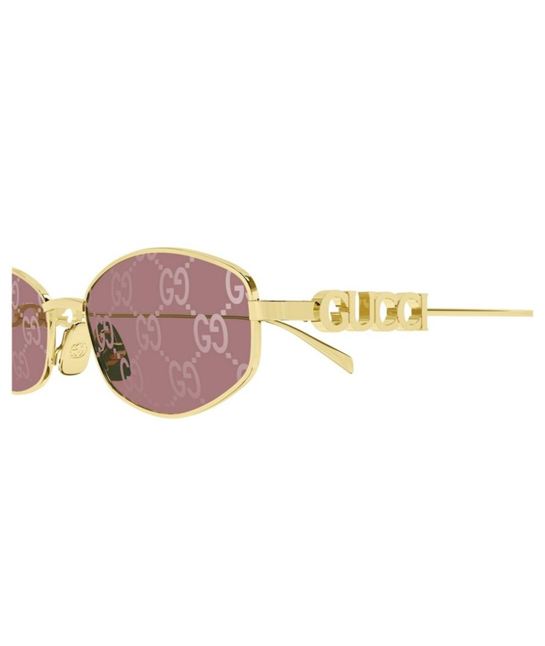 GUCCI Золотые металлические солнцезащитные очки, фото 3