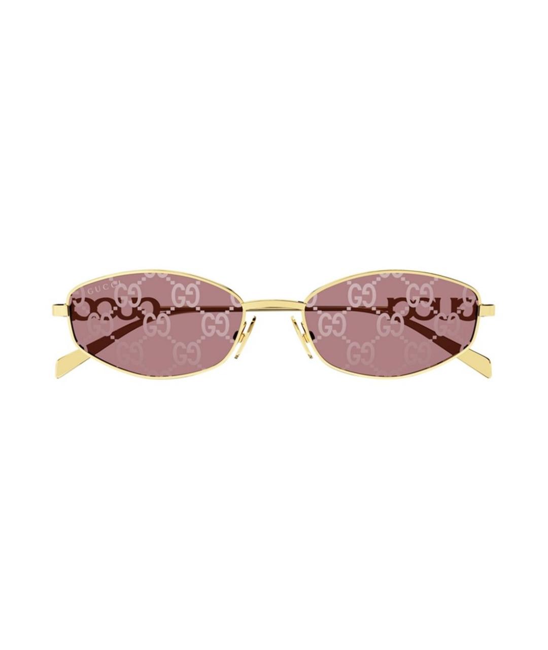 GUCCI Золотые металлические солнцезащитные очки, фото 2