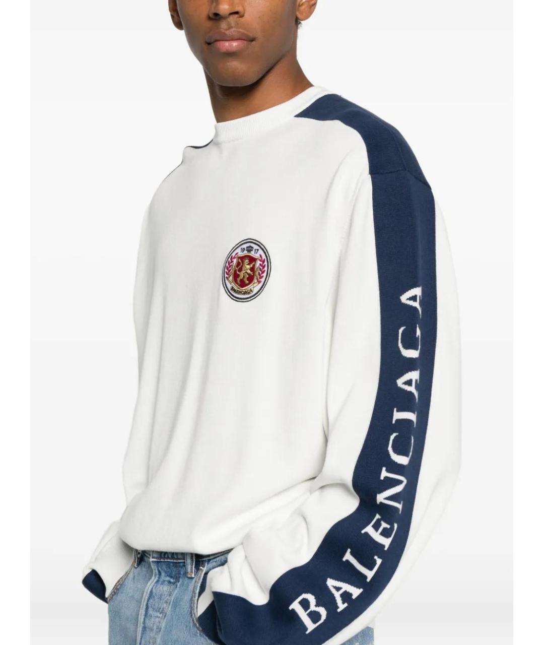 BALENCIAGA Белый хлопковый джемпер / свитер, фото 5