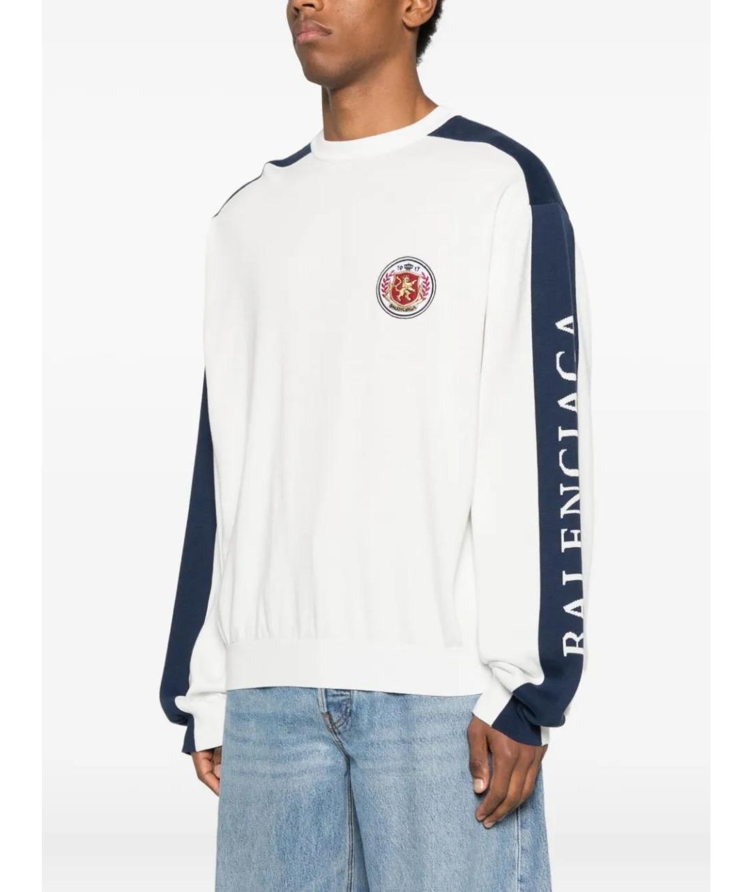 BALENCIAGA Белый хлопковый джемпер / свитер, фото 3