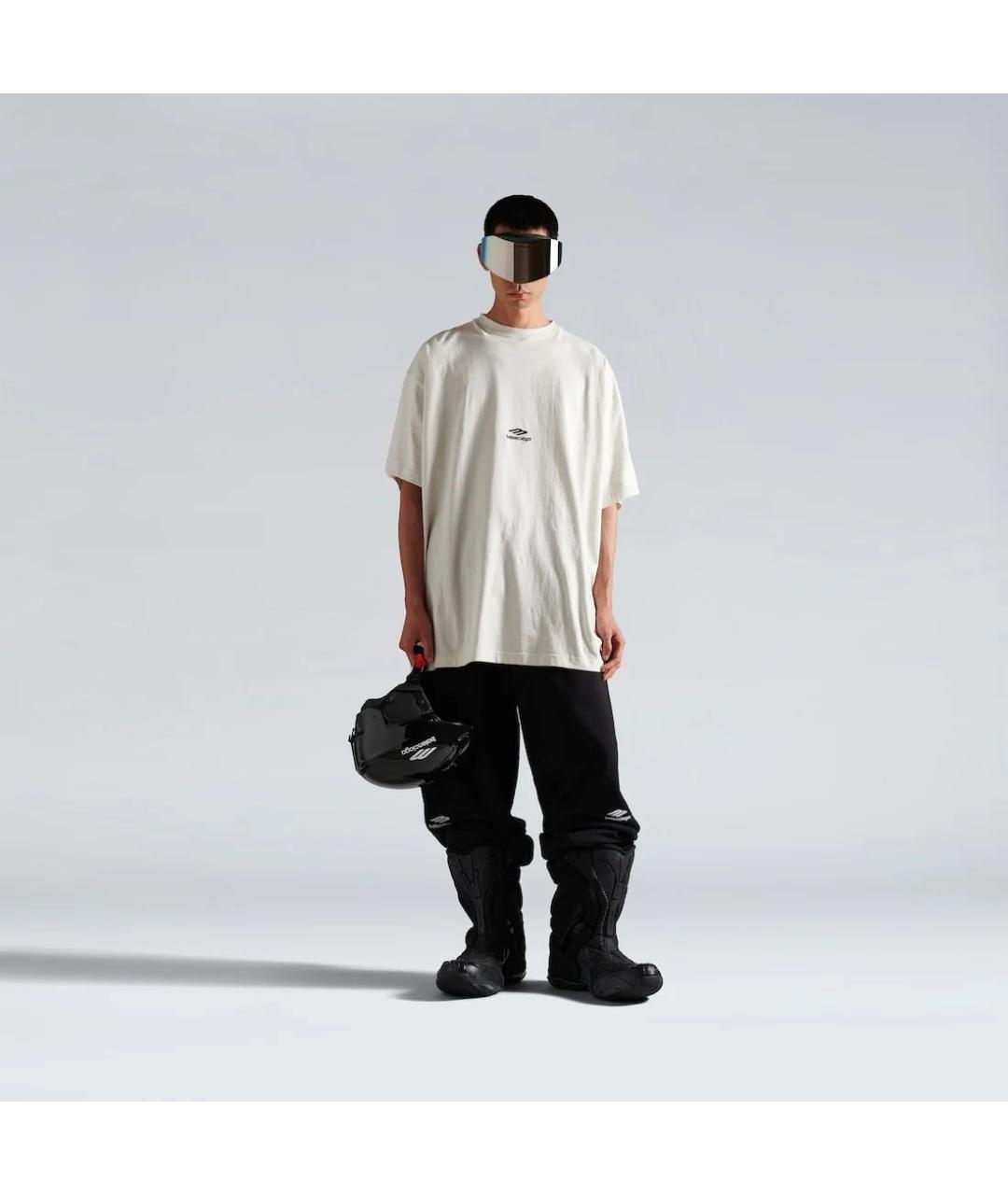 BALENCIAGA Белая хлопковая футболка, фото 2