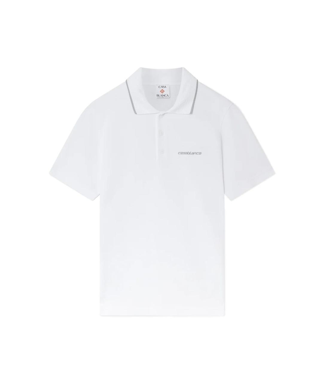 CASABLANCA Белое хлопковое поло с коротким рукавом, фото 1