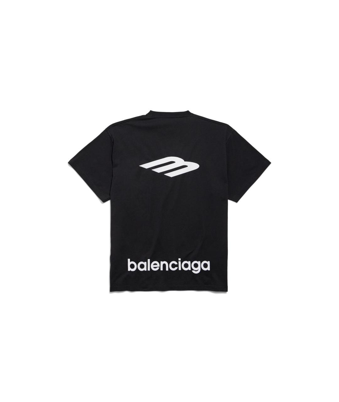 BALENCIAGA Черная хлопковая футболка, фото 2