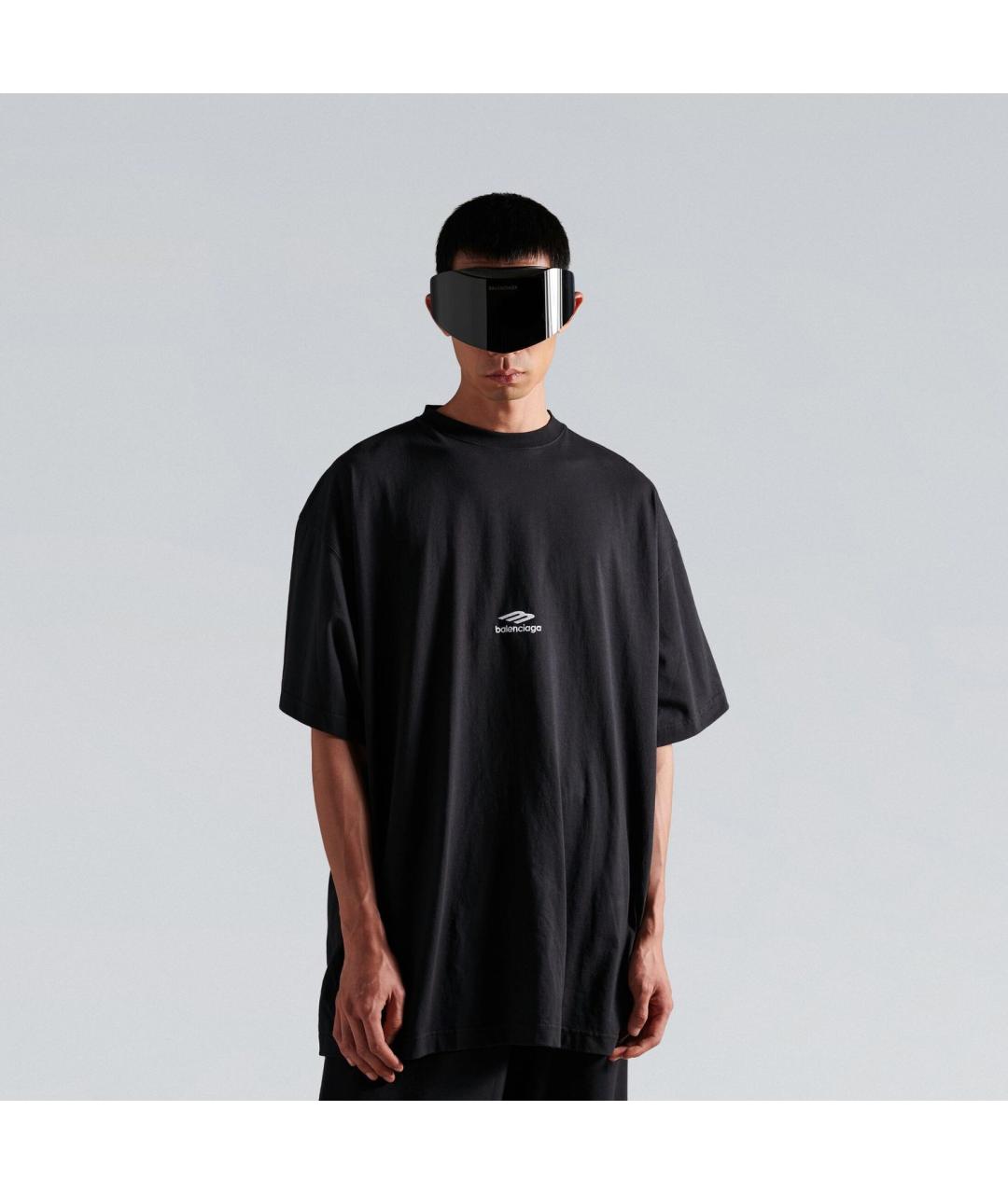 BALENCIAGA Черная хлопковая футболка, фото 3