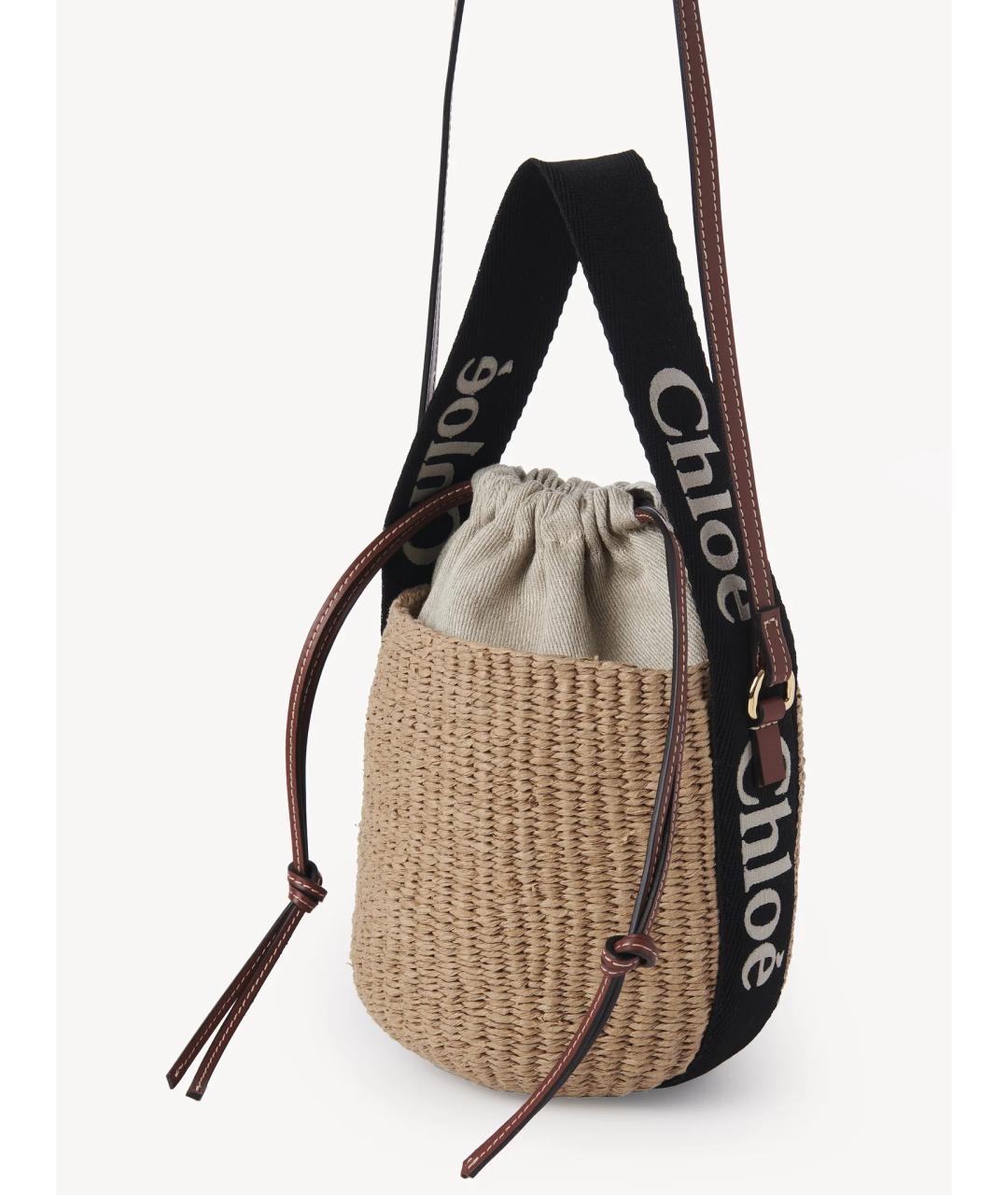 CHLOE Бежевая пелетеная сумка с короткими ручками, фото 3