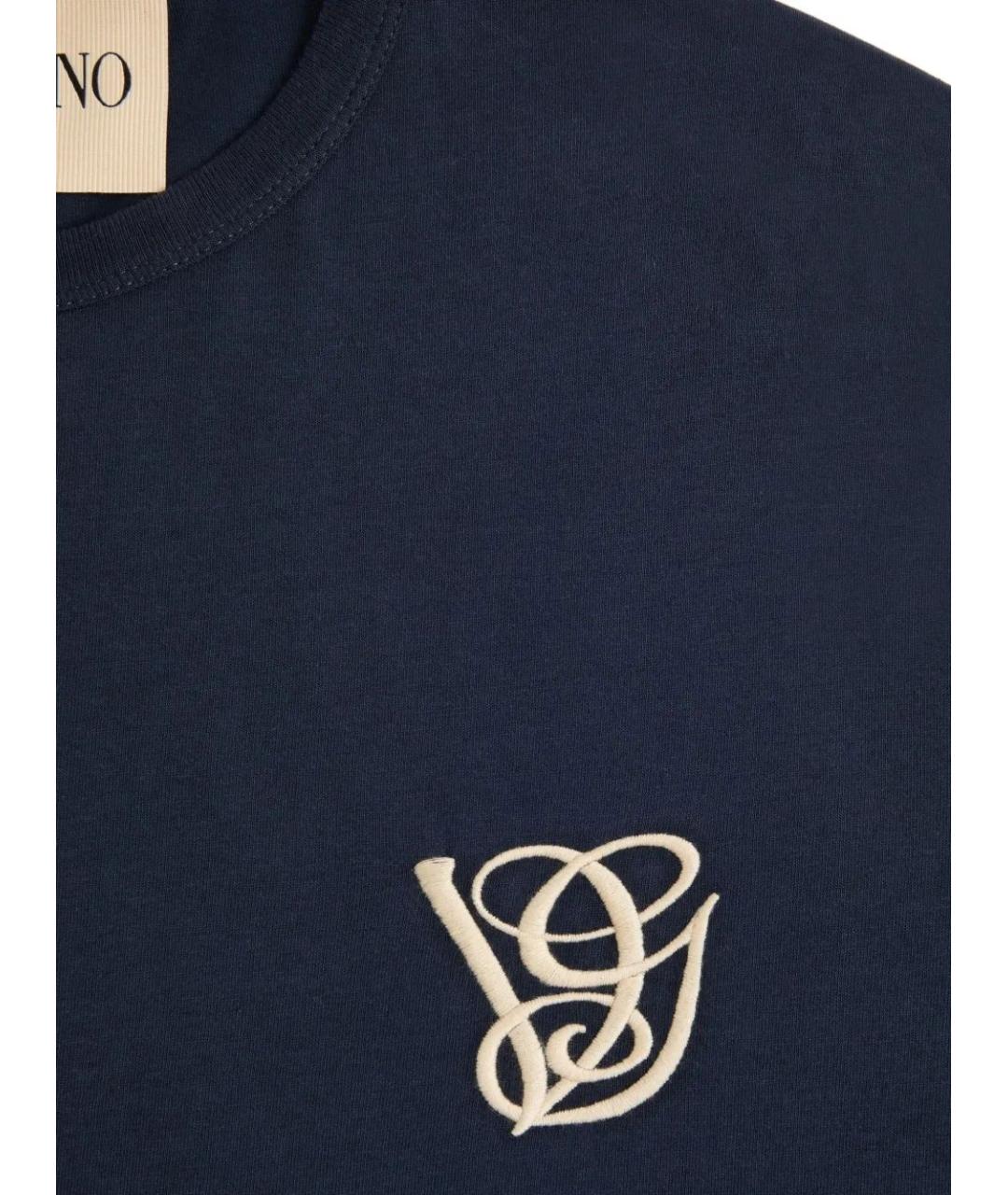 VALENTINO Темно-синяя хлопковая футболка, фото 5