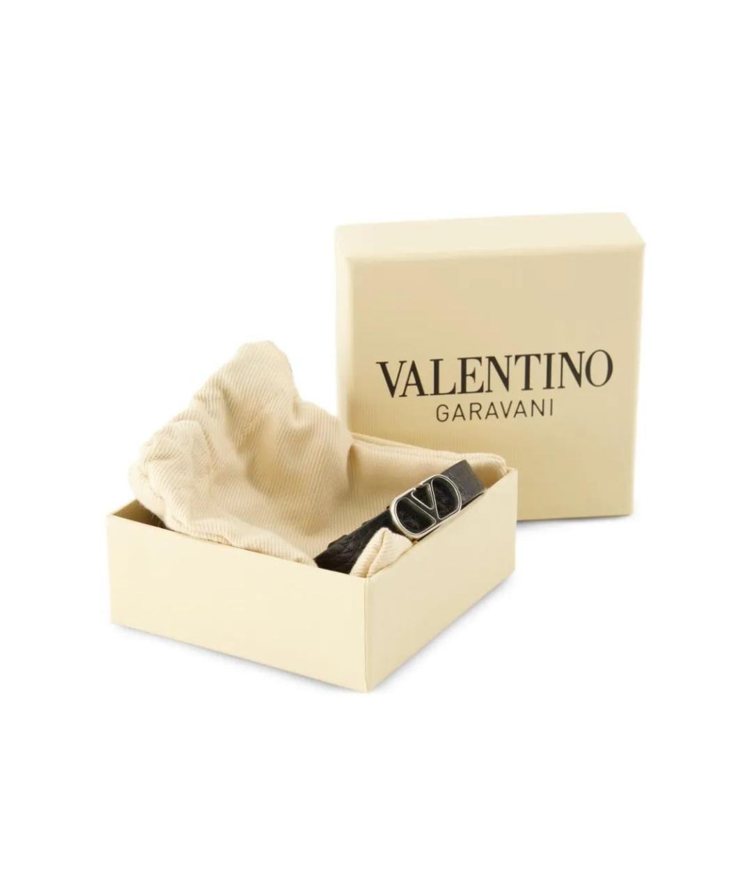 VALENTINO Черный кожаный браслет, фото 4