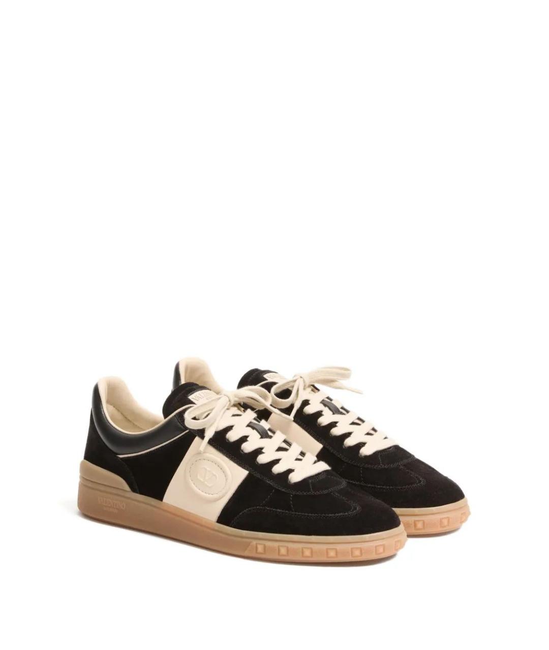 VALENTINO Черные замшевые низкие кроссовки / кеды, фото 2