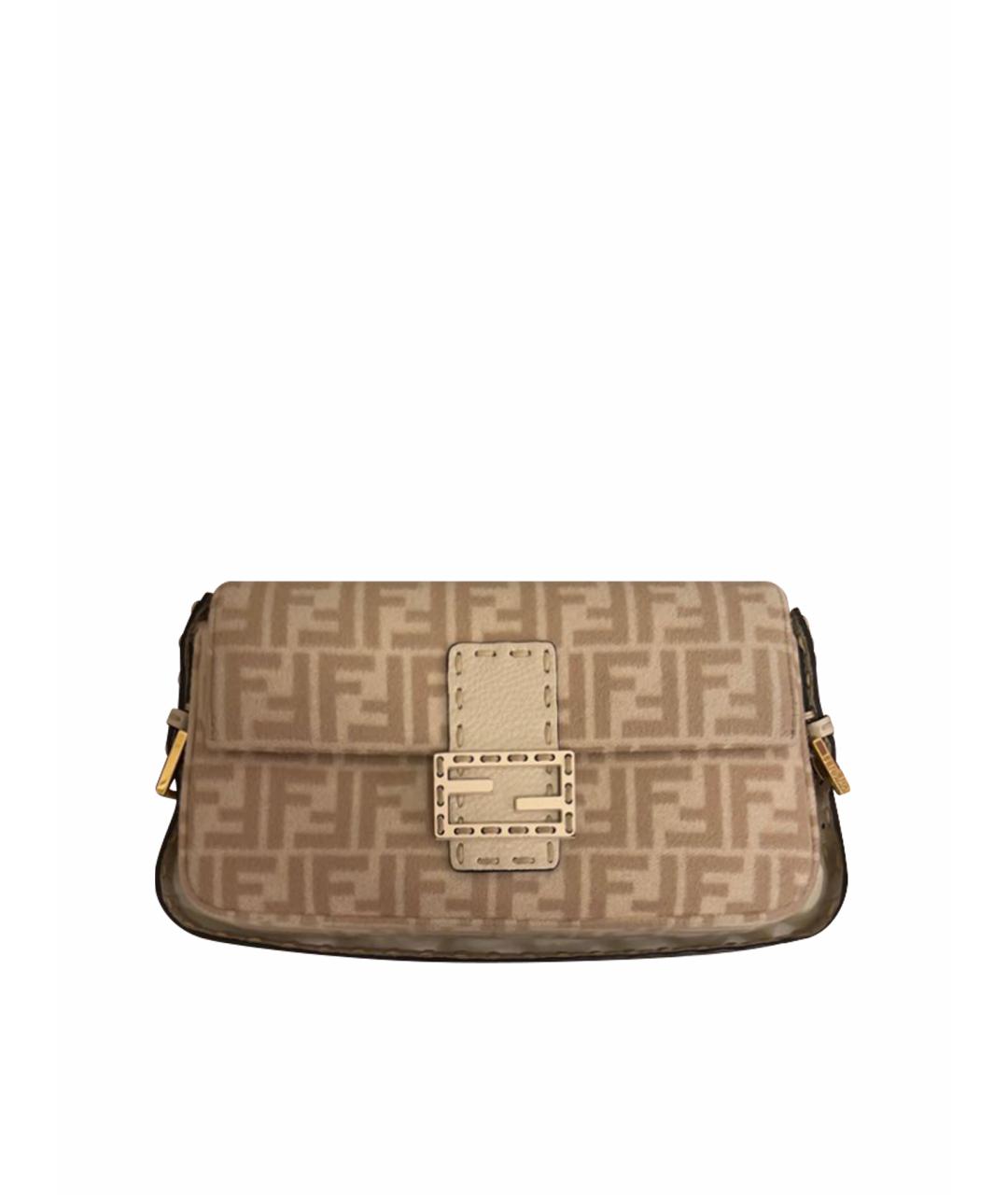 FENDI Бежевая твидовая сумка с короткими ручками, фото 8