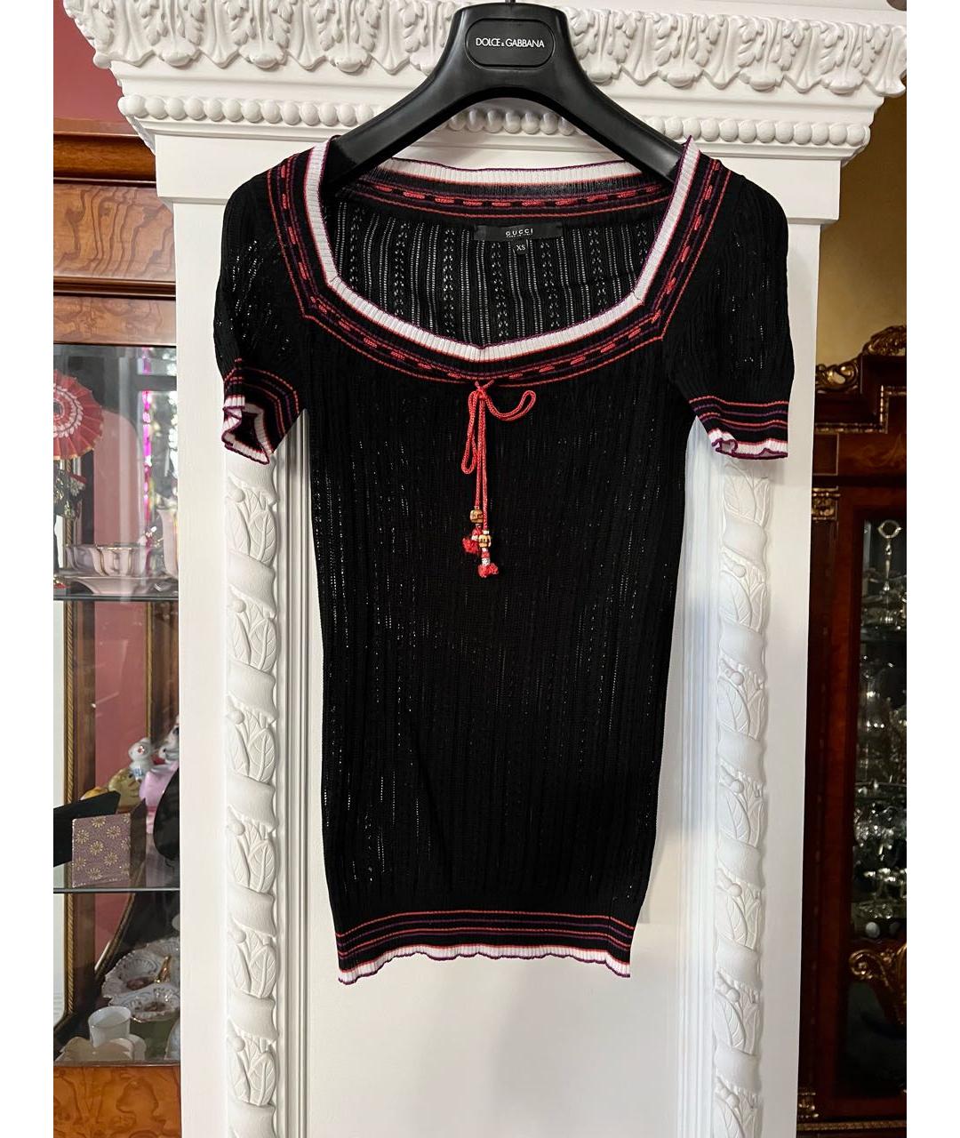 GUCCI Черная вискозная футболка, фото 5