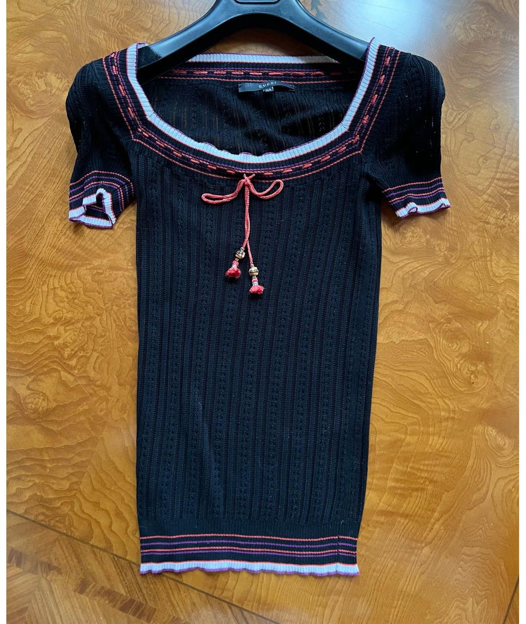 GUCCI Черная вискозная футболка, фото 6