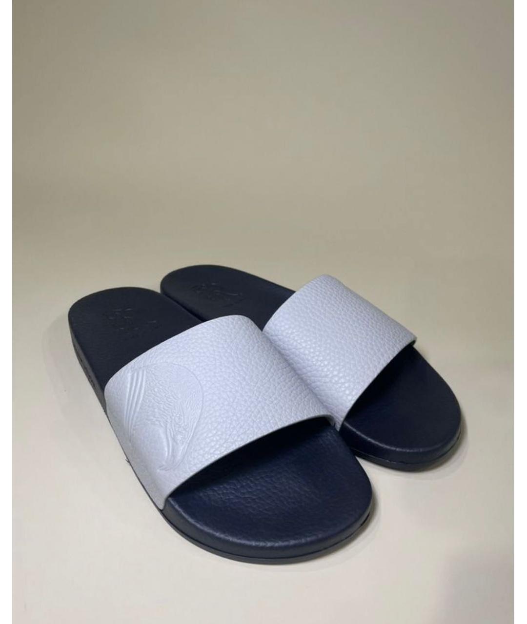 STEFANO RICCI Серые кожаные шлепанцы, фото 4