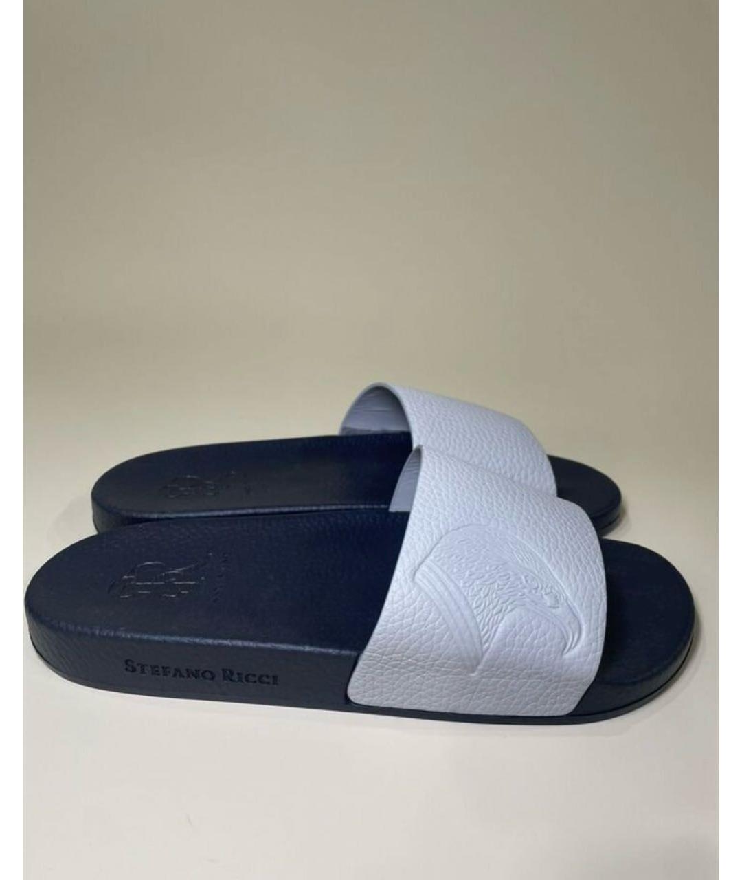 STEFANO RICCI Серые кожаные шлепанцы, фото 7
