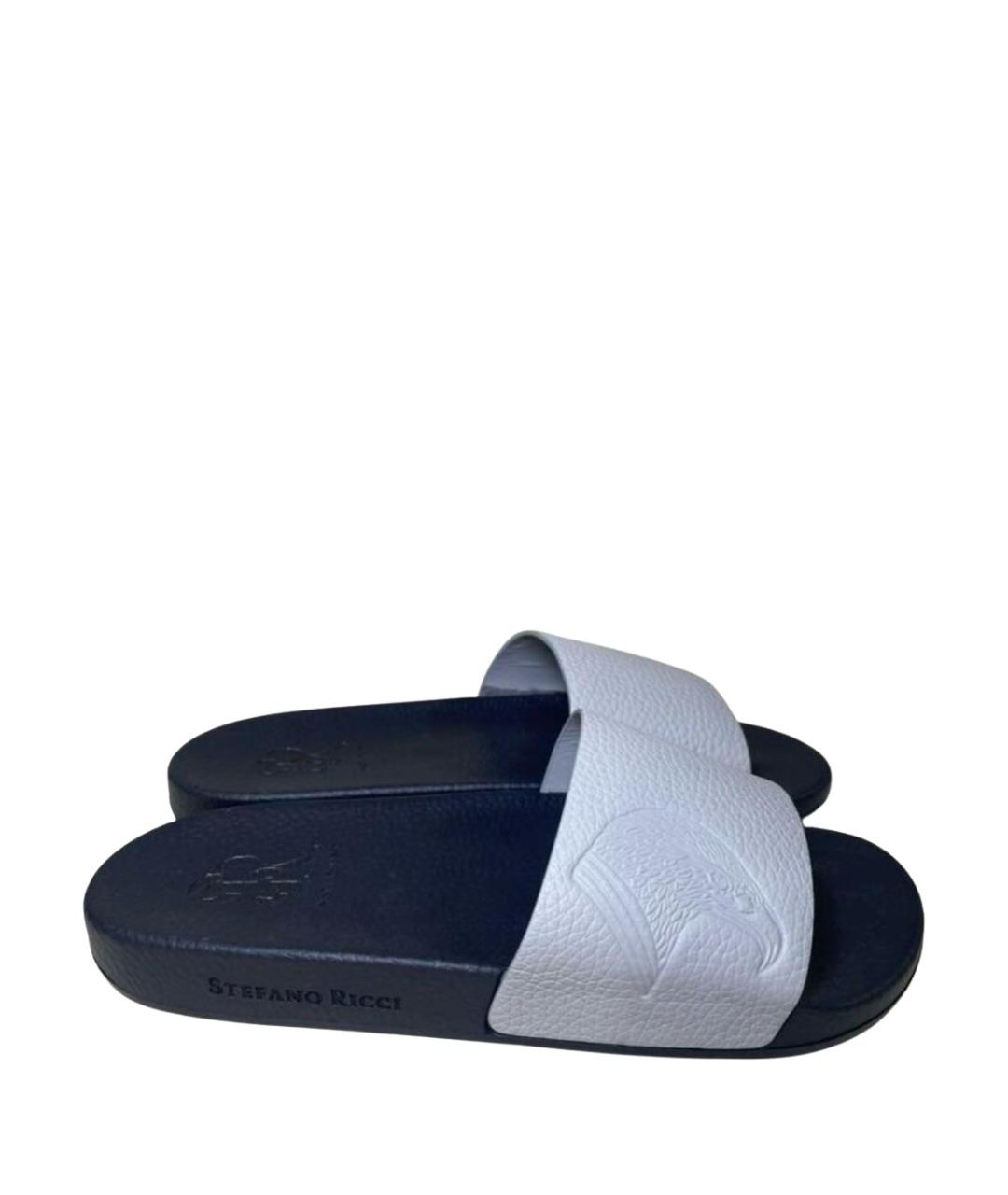 STEFANO RICCI Серые кожаные шлепанцы, фото 1