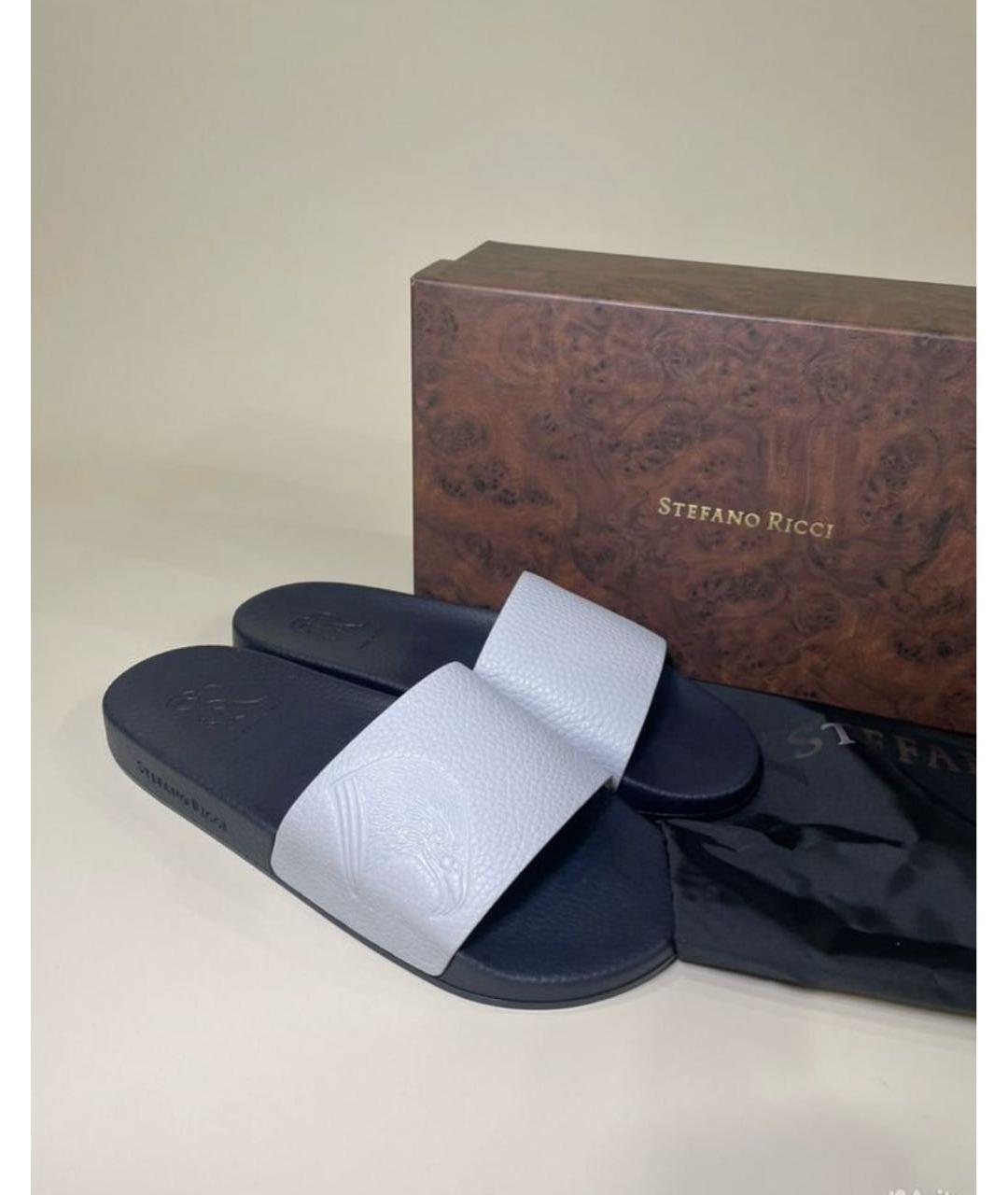 STEFANO RICCI Серые кожаные шлепанцы, фото 6