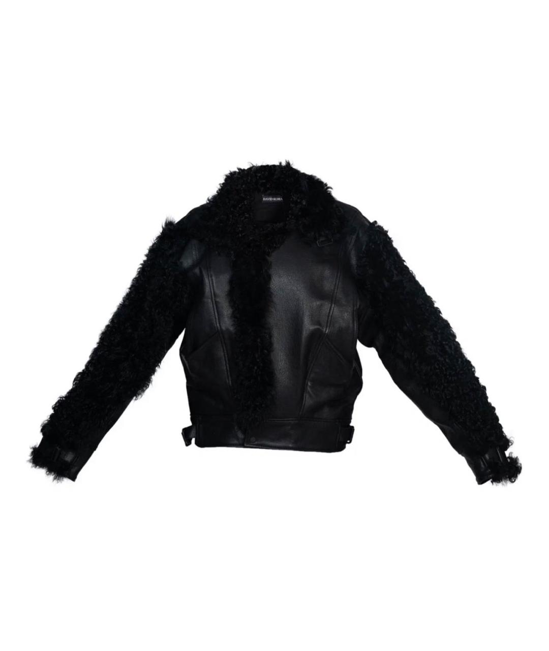 DAVID KOMA Черная кожаная дубленка, фото 1