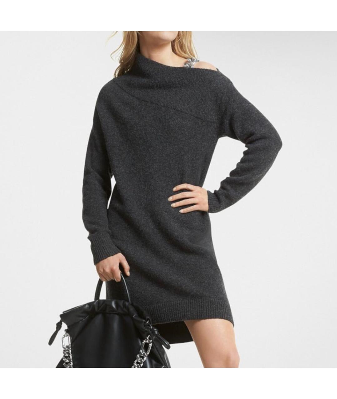 MICHAEL MICHAEL KORS Антрацитовое шерстяное платье, фото 8