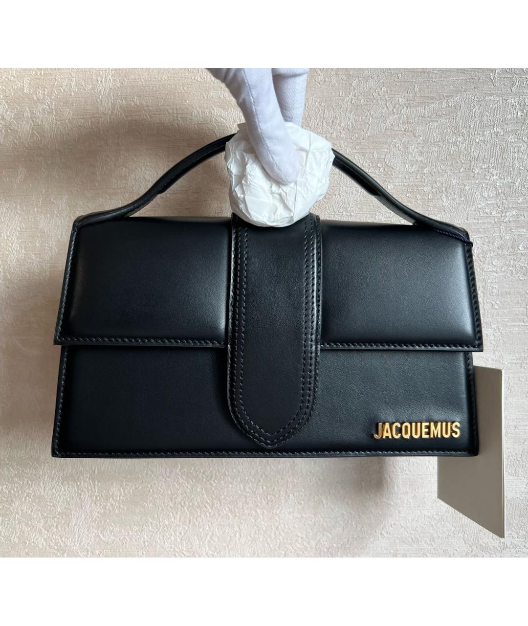 JACQUEMUS Черная кожаная сумка через плечо, фото 2