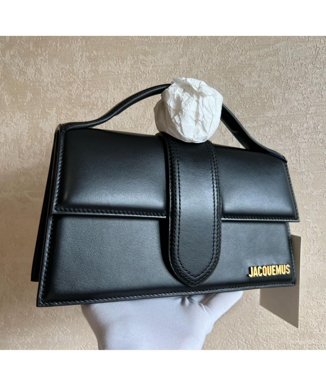 JACQUEMUS Черная кожаная сумка через плечо, фото 7