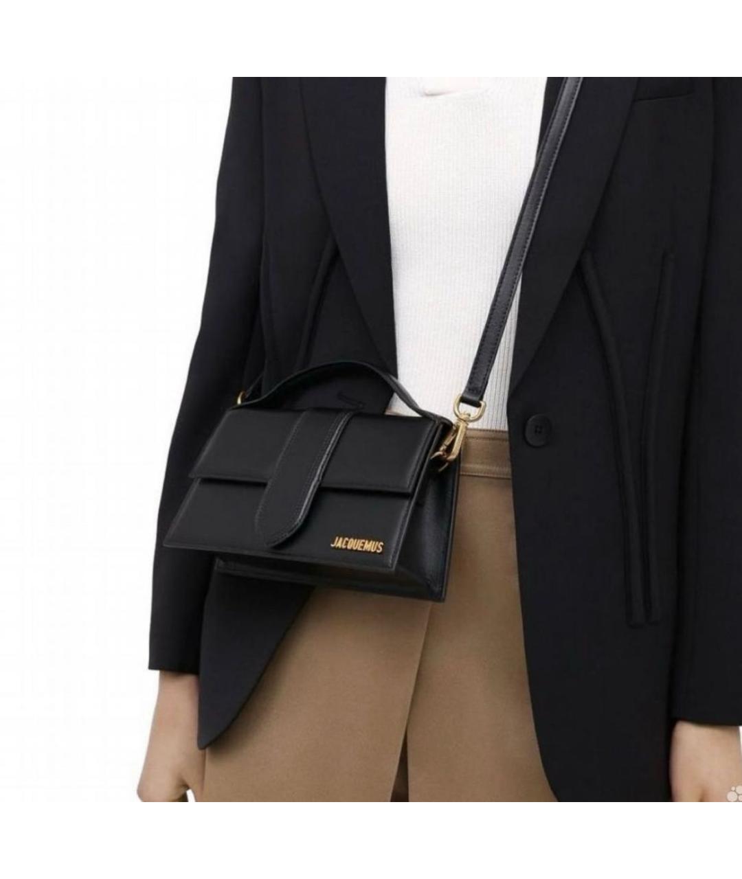 JACQUEMUS Черная кожаная сумка через плечо, фото 8