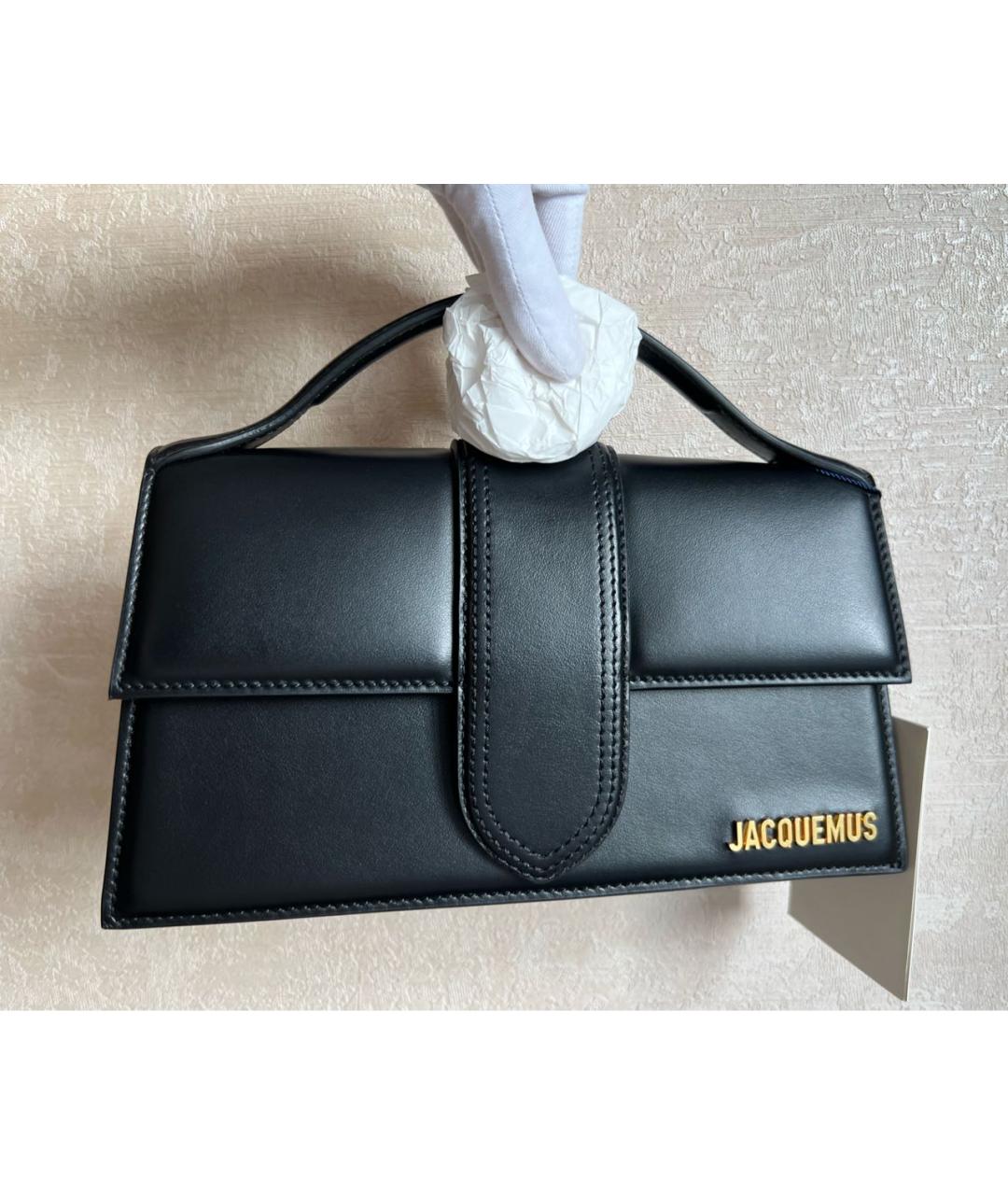 JACQUEMUS Черная кожаная сумка через плечо, фото 4