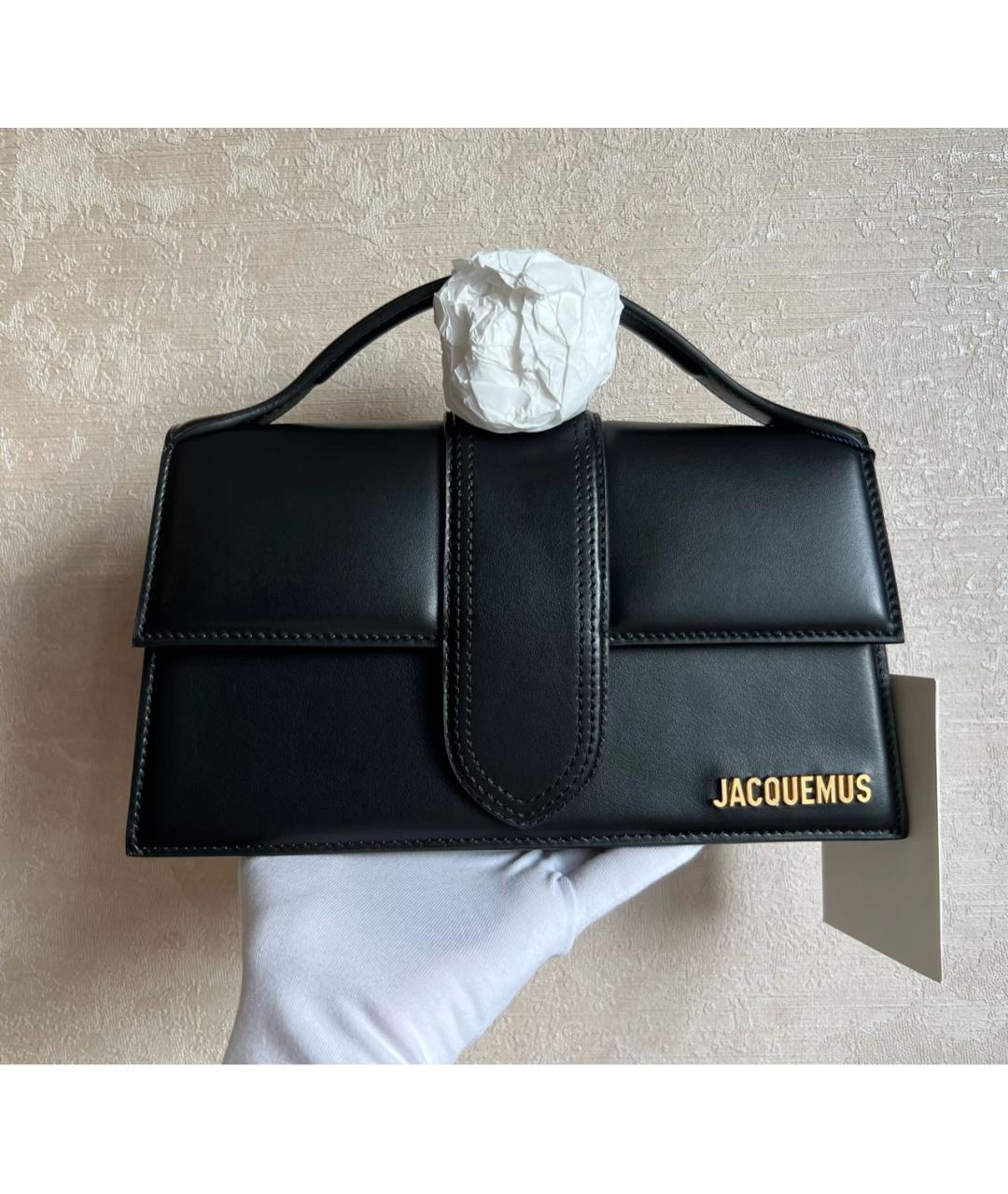 JACQUEMUS Черная кожаная сумка через плечо, фото 5