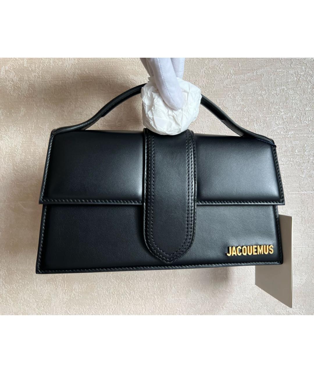 JACQUEMUS Черная кожаная сумка через плечо, фото 3