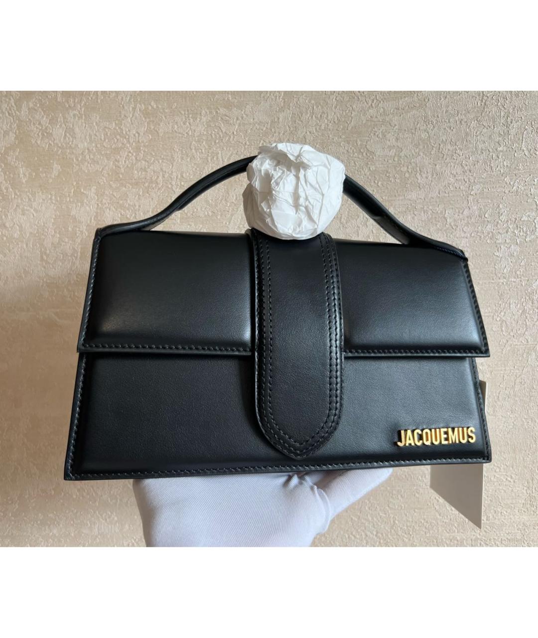 JACQUEMUS Черная кожаная сумка через плечо, фото 6