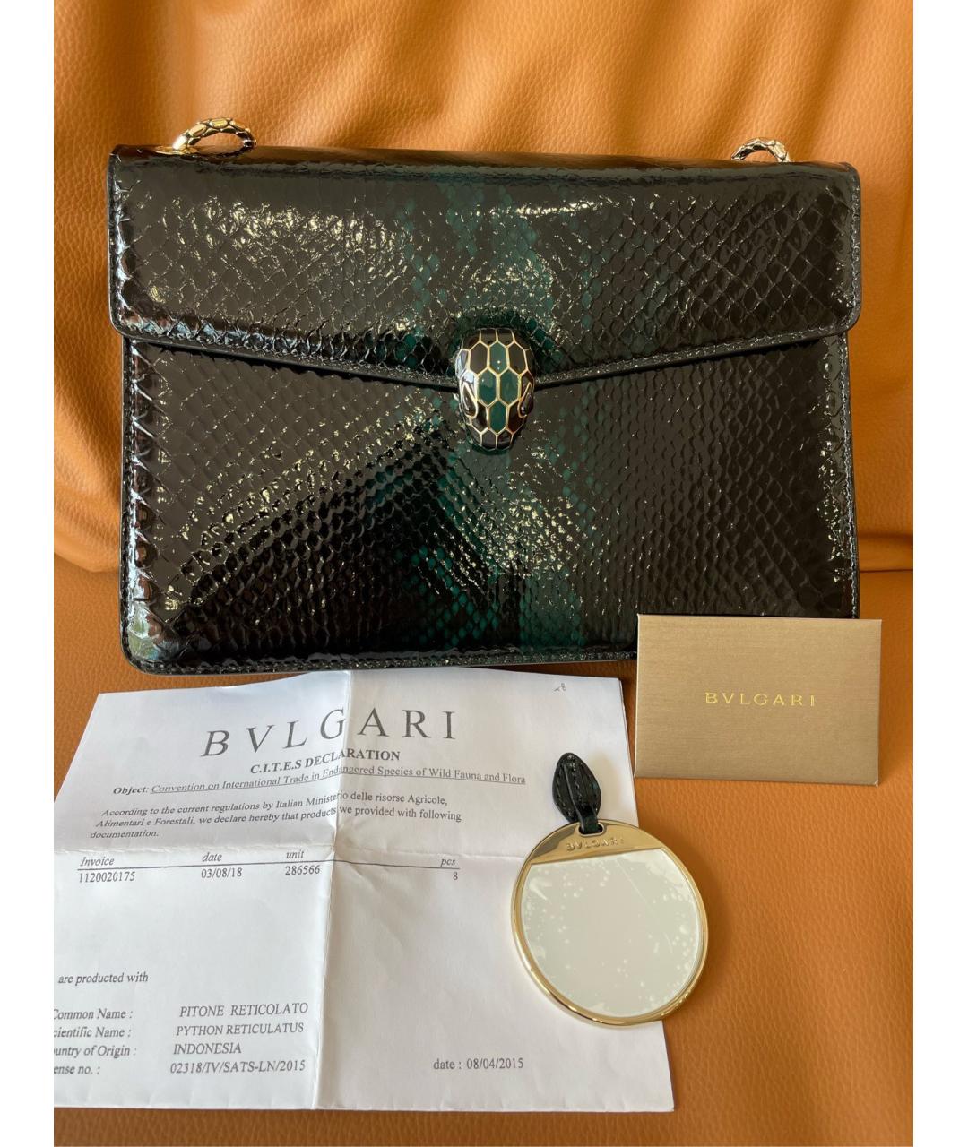 BVLGARI Черная кожаная сумка через плечо, фото 2