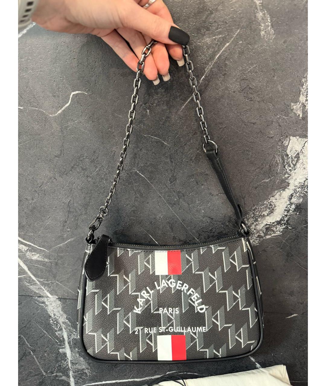 KARL LAGERFELD Черная сумка через плечо из искусственной кожи, фото 9