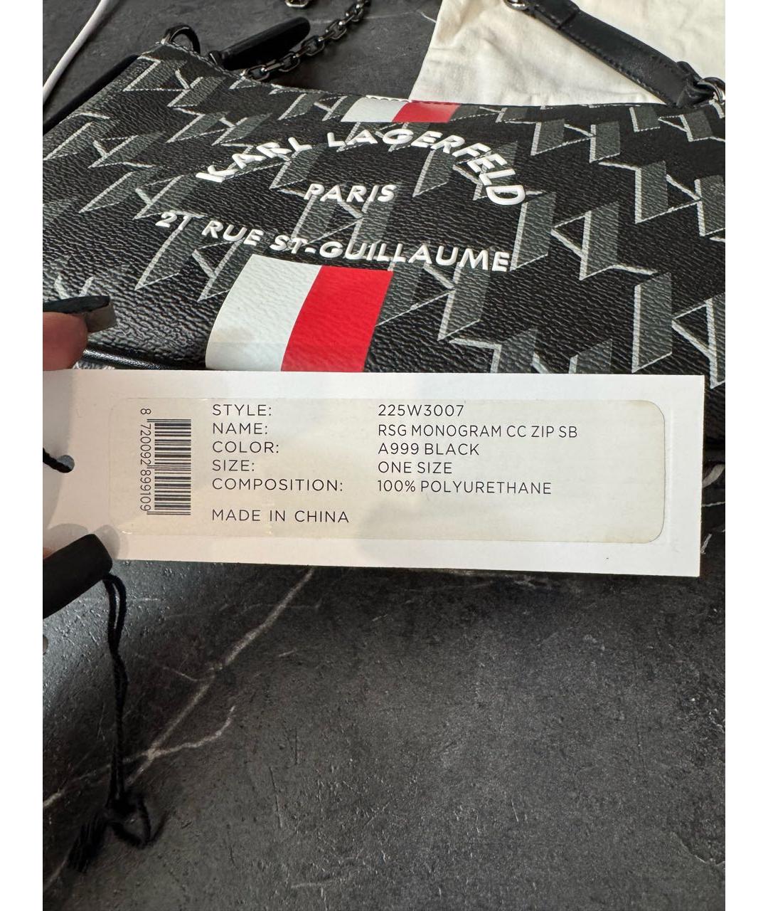 KARL LAGERFELD Черная сумка через плечо из искусственной кожи, фото 6
