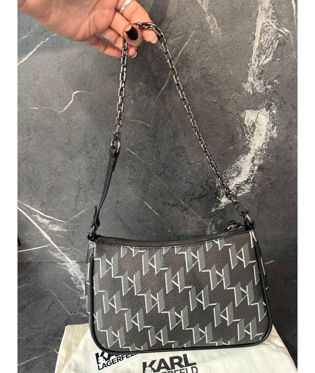 KARL LAGERFELD Черная сумка через плечо из искусственной кожи, фото 3