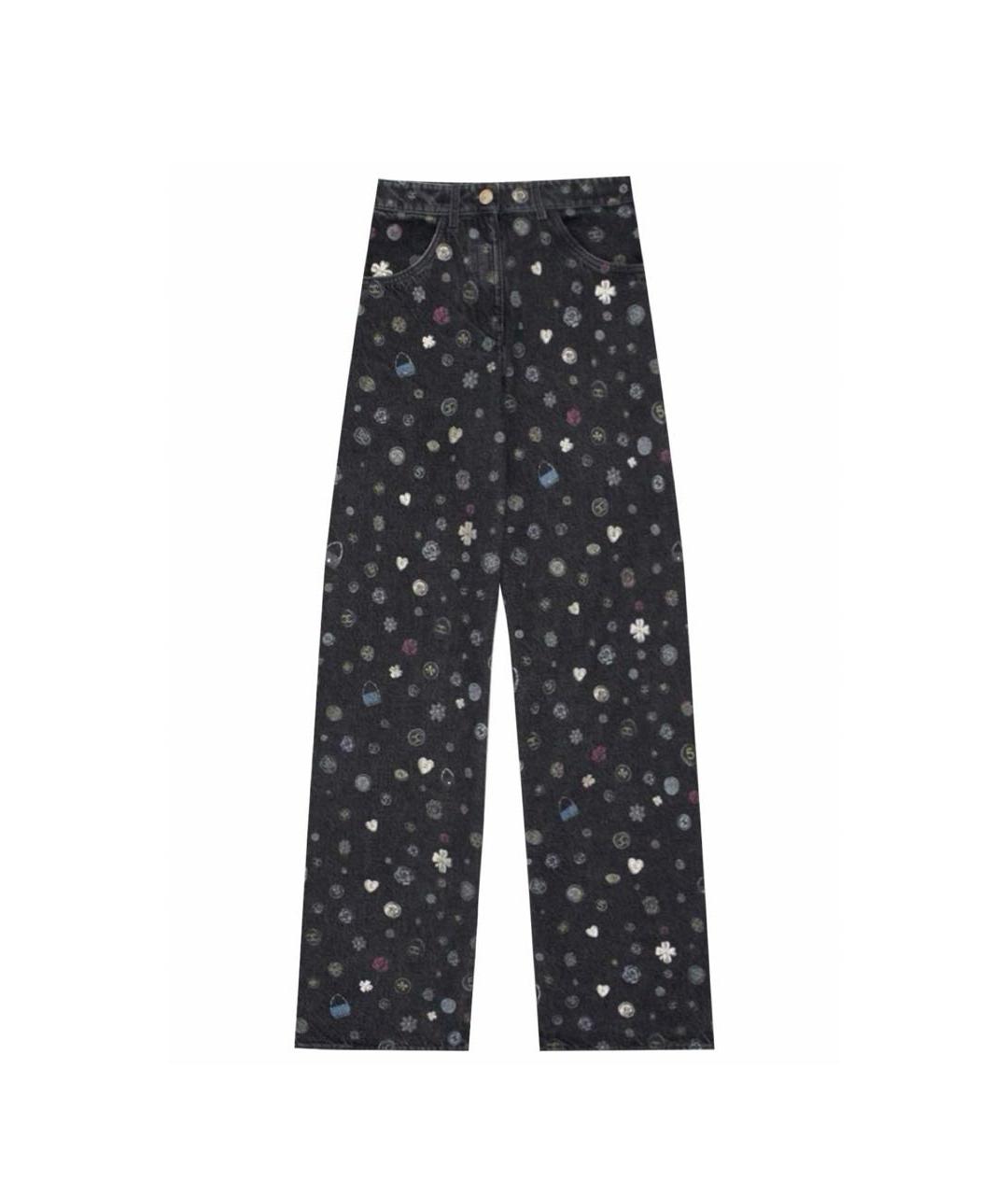 CHANEL Черные хлопковые прямые джинсы, фото 1