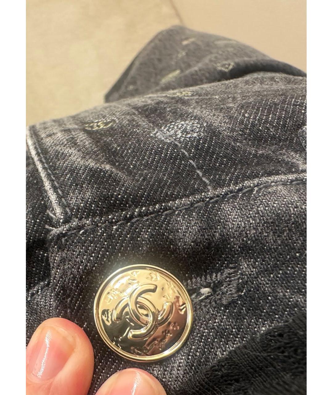 CHANEL Черные хлопковые прямые джинсы, фото 2